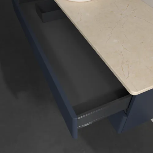 Bild von VILLEROY BOCH Antao Waschbeckenunterschrank, 2 Auszüge, 1200 x 360 x 500 mm, Front mit Struktur, Midnight Blue Matt Lacquer / Botticino #K22113HG