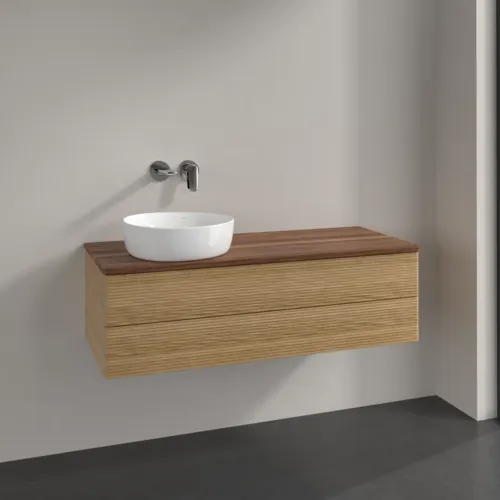 Bild von VILLEROY BOCH Antao Waschbeckenunterschrank, 2 Auszüge, 1200 x 360 x 500 mm, Front mit Struktur, Honey Oak / Warm Walnut #K22112HN