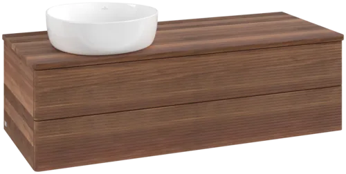 Bild von VILLEROY BOCH Antao Waschbeckenunterschrank, 2 Auszüge, 1200 x 360 x 500 mm, Front mit Struktur, Warm Walnut / Warm Walnut #K22112HM