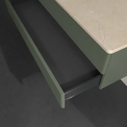 Bild von VILLEROY BOCH Antao Waschbeckenunterschrank, 2 Auszüge, 1200 x 360 x 500 mm, Front mit Struktur, Leaf Green Matt Lacquer / Botticino #K22113HL
