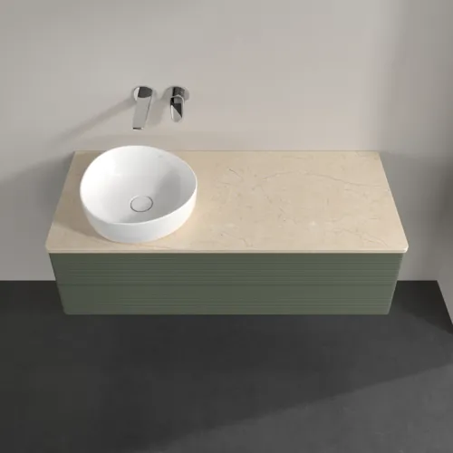 Bild von VILLEROY BOCH Antao Waschbeckenunterschrank, 2 Auszüge, 1200 x 360 x 500 mm, Front mit Struktur, Leaf Green Matt Lacquer / Botticino #K22113HL