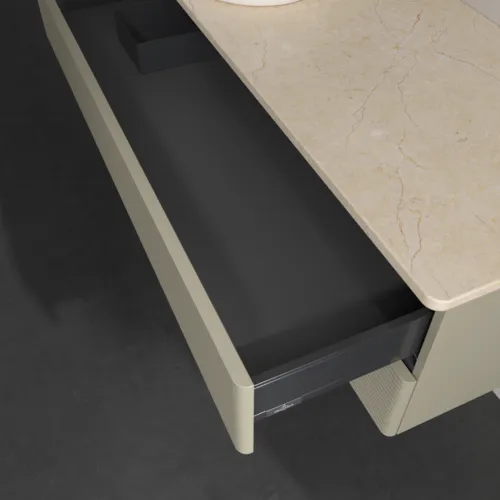 Bild von VILLEROY BOCH Antao Waschbeckenunterschrank, 2 Auszüge, 1200 x 360 x 500 mm, Front mit Struktur, Stone Grey Matt Lacquer / Botticino #K22113HK
