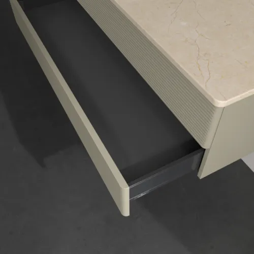 Bild von VILLEROY BOCH Antao Waschbeckenunterschrank, 2 Auszüge, 1200 x 360 x 500 mm, Front mit Struktur, Stone Grey Matt Lacquer / Botticino #K22113HK
