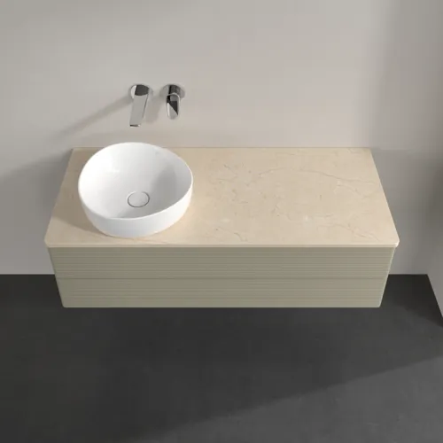 Bild von VILLEROY BOCH Antao Waschbeckenunterschrank, 2 Auszüge, 1200 x 360 x 500 mm, Front mit Struktur, Stone Grey Matt Lacquer / Botticino #K22113HK