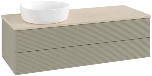 Bild von VILLEROY BOCH Antao Waschbeckenunterschrank, 2 Auszüge, 1200 x 360 x 500 mm, Front mit Struktur, Stone Grey Matt Lacquer / Botticino #K22113HK