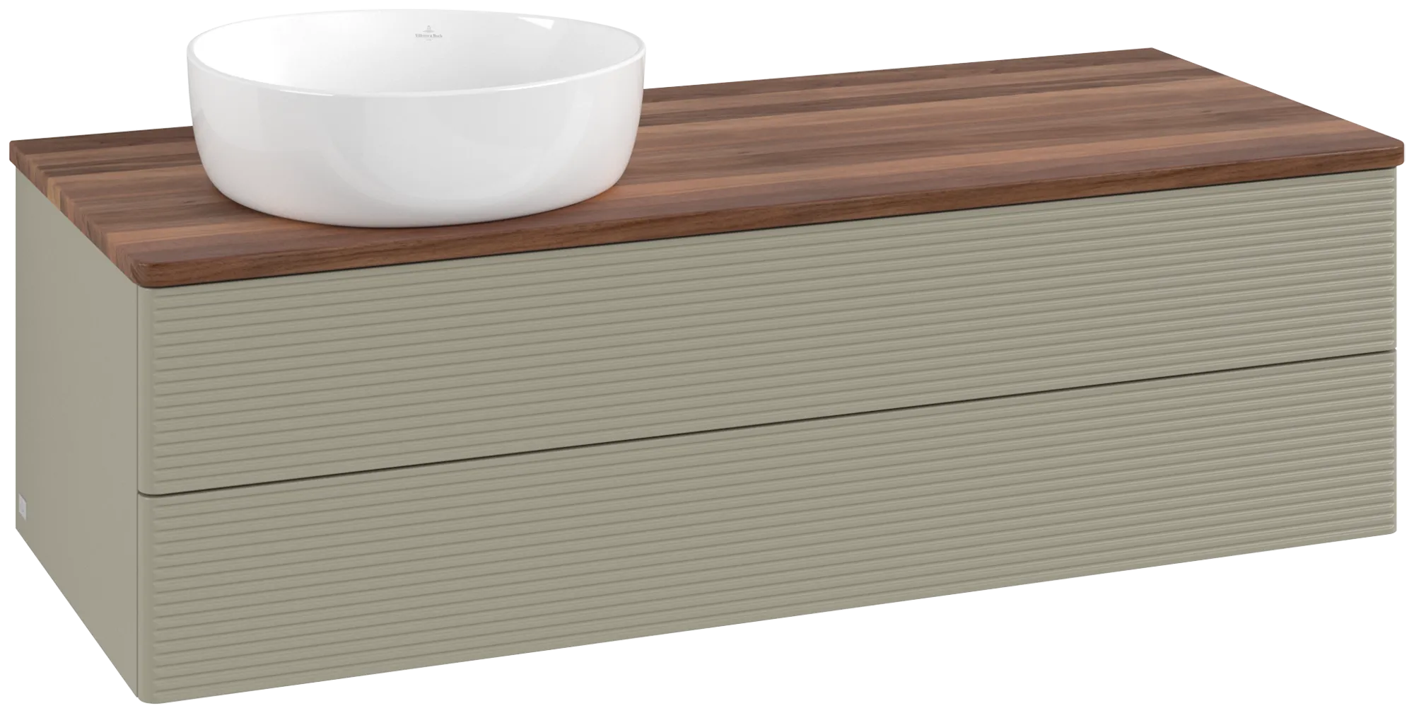 Bild von VILLEROY BOCH Antao Waschbeckenunterschrank, 2 Auszüge, 1200 x 360 x 500 mm, Front mit Struktur, Stone Grey Matt Lacquer / Warm Walnut #K22112HK