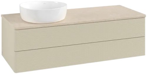 Bild von VILLEROY BOCH Antao Waschbeckenunterschrank, 2 Auszüge, 1200 x 360 x 500 mm, Front mit Struktur, Silk Grey Matt Lacquer / Botticino #K22113HJ