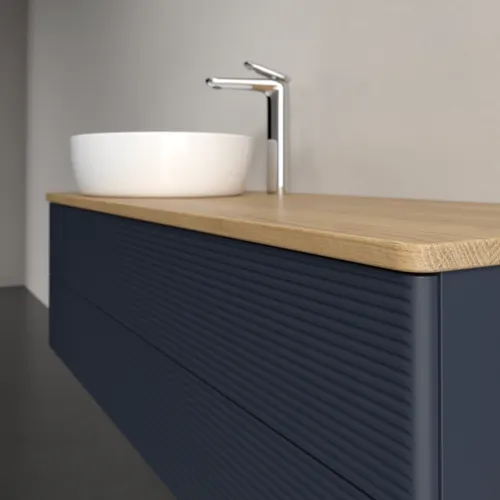 Bild von VILLEROY BOCH Antao Waschbeckenunterschrank, 2 Auszüge, 1200 x 360 x 500 mm, Front mit Struktur, Midnight Blue Matt Lacquer / Honey Oak #K22151HG
