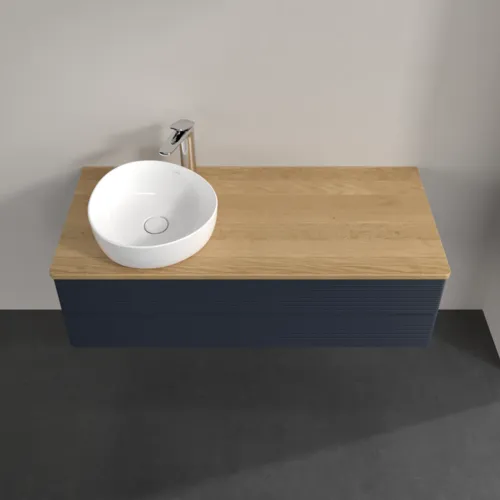 Bild von VILLEROY BOCH Antao Waschbeckenunterschrank, 2 Auszüge, 1200 x 360 x 500 mm, Front mit Struktur, Midnight Blue Matt Lacquer / Honey Oak #K22151HG