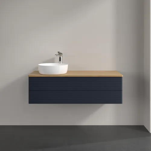 Bild von VILLEROY BOCH Antao Waschbeckenunterschrank, 2 Auszüge, 1200 x 360 x 500 mm, Front mit Struktur, Midnight Blue Matt Lacquer / Honey Oak #K22151HG