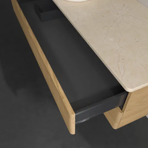 Bild von VILLEROY BOCH Antao Waschbeckenunterschrank, 2 Auszüge, 1200 x 360 x 500 mm, Front mit Struktur, Honey Oak / Botticino #K22113HN