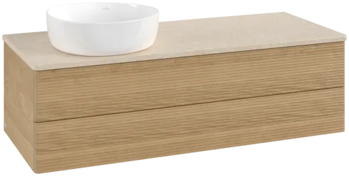Bild von VILLEROY BOCH Antao Waschbeckenunterschrank, 2 Auszüge, 1200 x 360 x 500 mm, Front mit Struktur, Honey Oak / Botticino #K22113HN