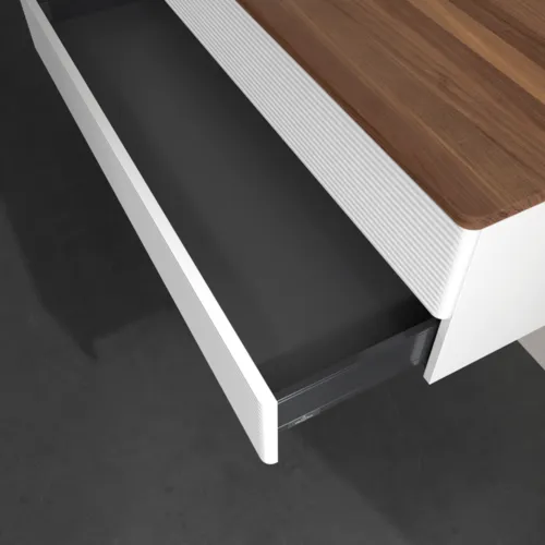 Bild von VILLEROY BOCH Antao Waschbeckenunterschrank, 2 Auszüge, 1200 x 360 x 500 mm, Front mit Struktur, White Matt Lacquer / Warm Walnut #K22152MT