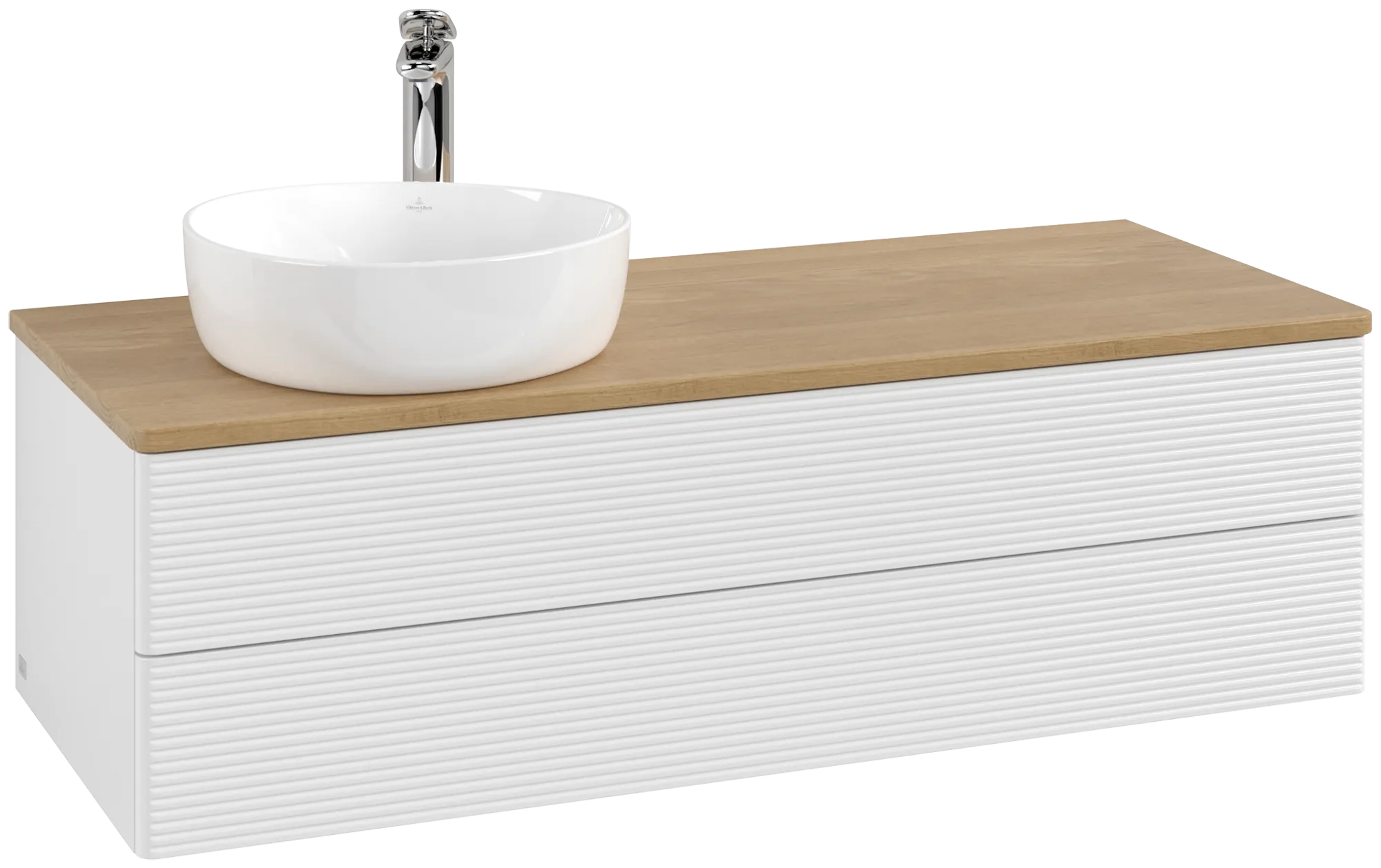 Bild von VILLEROY BOCH Antao Waschbeckenunterschrank, 2 Auszüge, 1200 x 360 x 500 mm, Front mit Struktur, Glossy White Lacquer / Honey Oak #K22151GF