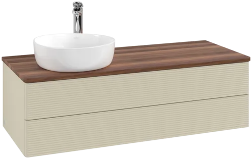 Obrázek VILLEROY BOCH Antao Vanity unit, 2 pull-out compartments, 1200 x 360 x 500 mm, Front with grain texture, Silk Grey Matt Lacquer / Warm Walnut #K22152HJ