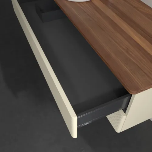 Bild von VILLEROY BOCH Antao Waschbeckenunterschrank, 2 Auszüge, 1200 x 360 x 500 mm, Front mit Struktur, Silk Grey Matt Lacquer / Warm Walnut #K22152HJ