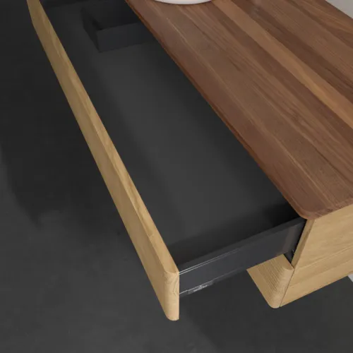 Bild von VILLEROY BOCH Antao Waschbeckenunterschrank, 2 Auszüge, 1200 x 360 x 500 mm, Front mit Struktur, Honey Oak / Warm Walnut #K22152HN