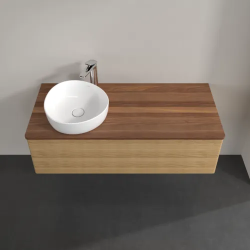 Bild von VILLEROY BOCH Antao Waschbeckenunterschrank, 2 Auszüge, 1200 x 360 x 500 mm, Front mit Struktur, Honey Oak / Warm Walnut #K22152HN
