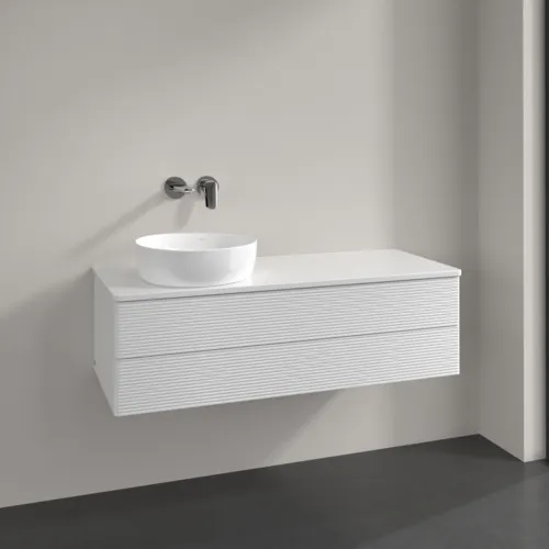 Bild von VILLEROY BOCH Antao Waschbeckenunterschrank, 2 Auszüge, 1200 x 360 x 500 mm, Front mit Struktur, Glossy White Lacquer / Glossy White Lacquer #K22150GF