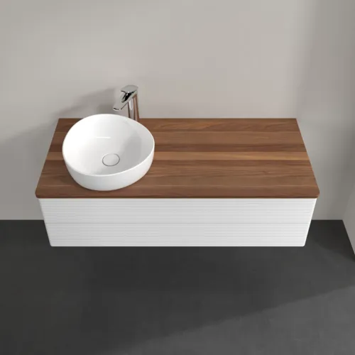 Bild von VILLEROY BOCH Antao Waschbeckenunterschrank, 2 Auszüge, 1200 x 360 x 500 mm, Front mit Struktur, Glossy White Lacquer / Warm Walnut #K22152GF