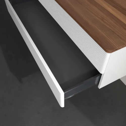 Bild von VILLEROY BOCH Antao Waschbeckenunterschrank, 2 Auszüge, 1200 x 360 x 500 mm, Front mit Struktur, Glossy White Lacquer / Warm Walnut #K22152GF