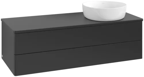Obrázek VILLEROY BOCH Antao Vanity unit, 2 pull-out compartments, 1200 x 360 x 500 mm, Front without structure, Black Matt Lacquer / Black Matt Lacquer #K23010PD