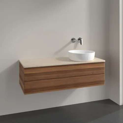 Bild von VILLEROY BOCH Antao Waschbeckenunterschrank, 2 Auszüge, 1200 x 360 x 500 mm, Front ohne Struktur, Warm Walnut / Botticino #K23013HM