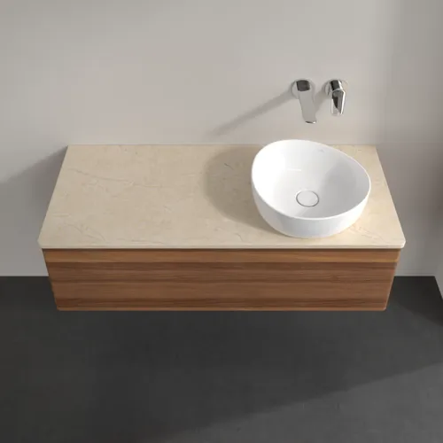 Bild von VILLEROY BOCH Antao Waschbeckenunterschrank, 2 Auszüge, 1200 x 360 x 500 mm, Front ohne Struktur, Warm Walnut / Botticino #K23013HM
