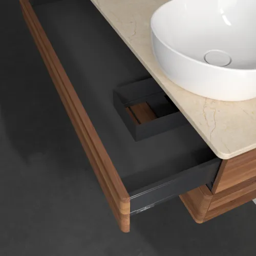 Bild von VILLEROY BOCH Antao Waschbeckenunterschrank, 2 Auszüge, 1200 x 360 x 500 mm, Front ohne Struktur, Warm Walnut / Botticino #K23013HM
