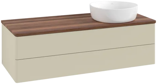 Bild von VILLEROY BOCH Antao Waschbeckenunterschrank, 2 Auszüge, 1200 x 360 x 500 mm, Front ohne Struktur, Silk Grey Matt Lacquer / Warm Walnut #K23012HJ