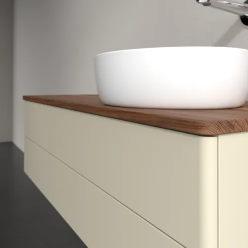 Bild von VILLEROY BOCH Antao Waschbeckenunterschrank, 2 Auszüge, 1200 x 360 x 500 mm, Front ohne Struktur, Silk Grey Matt Lacquer / Warm Walnut #K23012HJ
