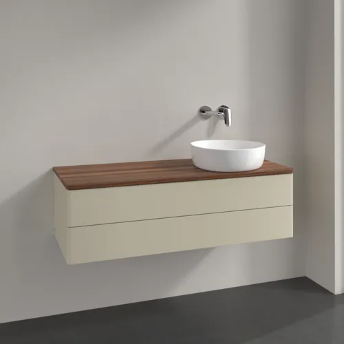 Bild von VILLEROY BOCH Antao Waschbeckenunterschrank, 2 Auszüge, 1200 x 360 x 500 mm, Front ohne Struktur, Silk Grey Matt Lacquer / Warm Walnut #K23012HJ