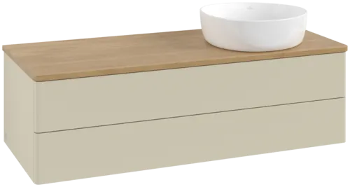 Bild von VILLEROY BOCH Antao Waschbeckenunterschrank, 2 Auszüge, 1200 x 360 x 500 mm, Front ohne Struktur, Silk Grey Matt Lacquer / Honey Oak #K23011HJ