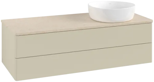 Bild von VILLEROY BOCH Antao Waschbeckenunterschrank, 2 Auszüge, 1200 x 360 x 500 mm, Front ohne Struktur, Silk Grey Matt Lacquer / Botticino #K23013HJ