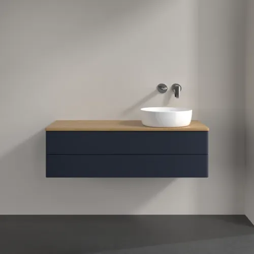 Bild von VILLEROY BOCH Antao Waschbeckenunterschrank, 2 Auszüge, 1200 x 360 x 500 mm, Front ohne Struktur, Midnight Blue Matt Lacquer / Honey Oak #K23011HG