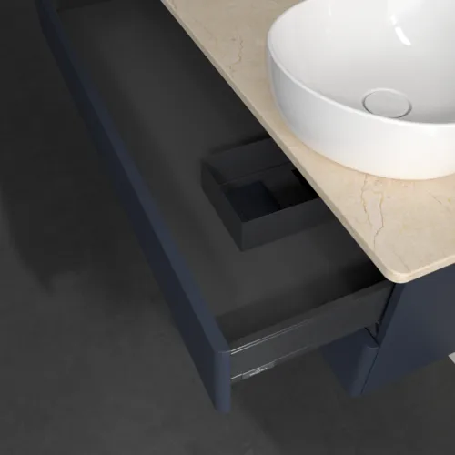 Bild von VILLEROY BOCH Antao Waschbeckenunterschrank, 2 Auszüge, 1200 x 360 x 500 mm, Front ohne Struktur, Midnight Blue Matt Lacquer / Botticino #K23013HG