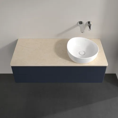 Bild von VILLEROY BOCH Antao Waschbeckenunterschrank, 2 Auszüge, 1200 x 360 x 500 mm, Front ohne Struktur, Midnight Blue Matt Lacquer / Botticino #K23013HG