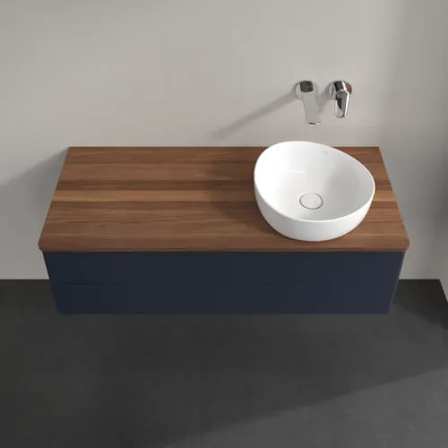 Bild von VILLEROY BOCH Antao Waschbeckenunterschrank, 2 Auszüge, 1200 x 360 x 500 mm, Front ohne Struktur, Midnight Blue Matt Lacquer / Warm Walnut #K23012HG