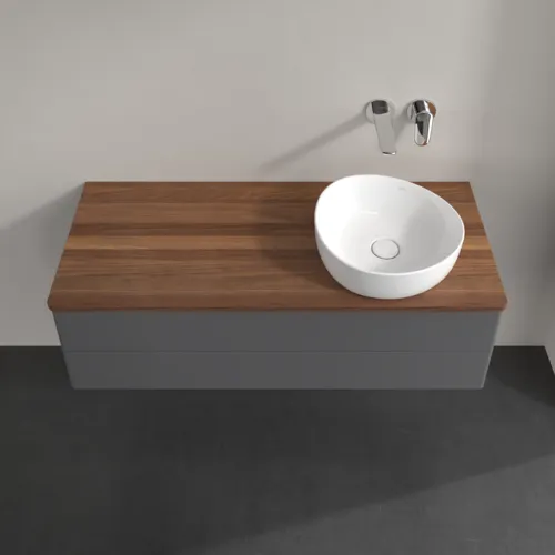Bild von VILLEROY BOCH Antao Waschbeckenunterschrank, 2 Auszüge, 1200 x 360 x 500 mm, Front ohne Struktur, Anthracite Matt Lacquer / Warm Walnut #K23012GK
