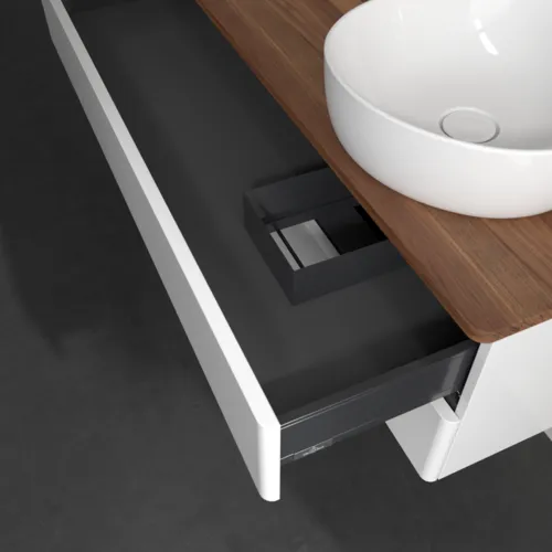 Bild von VILLEROY BOCH Antao Waschbeckenunterschrank, 2 Auszüge, 1200 x 360 x 500 mm, Front ohne Struktur, Glossy White Lacquer / Warm Walnut #K23012GF
