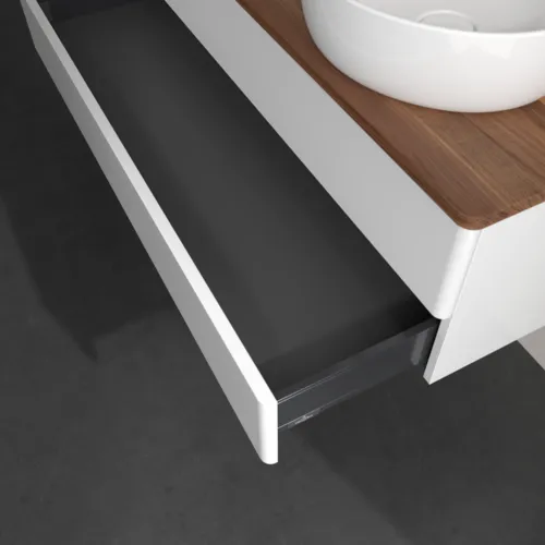 Bild von VILLEROY BOCH Antao Waschbeckenunterschrank, 2 Auszüge, 1200 x 360 x 500 mm, Front ohne Struktur, Glossy White Lacquer / Warm Walnut #K23012GF