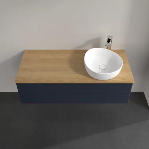 Bild von VILLEROY BOCH Antao Waschbeckenunterschrank, 2 Auszüge, 1200 x 360 x 500 mm, Front ohne Struktur, Midnight Blue Matt Lacquer / Honey Oak #K23051HG