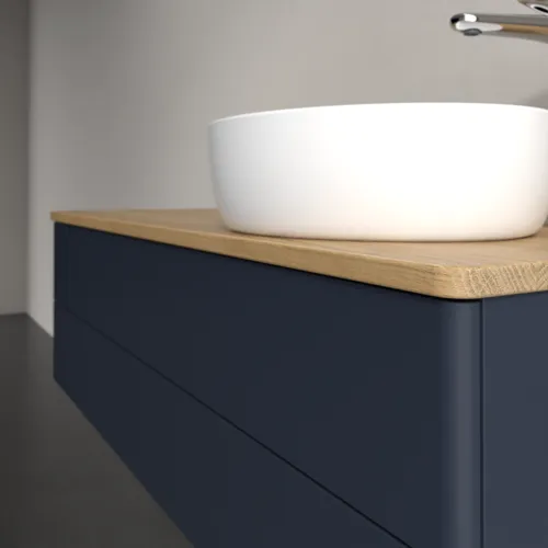 Bild von VILLEROY BOCH Antao Waschbeckenunterschrank, 2 Auszüge, 1200 x 360 x 500 mm, Front ohne Struktur, Midnight Blue Matt Lacquer / Honey Oak #K23051HG