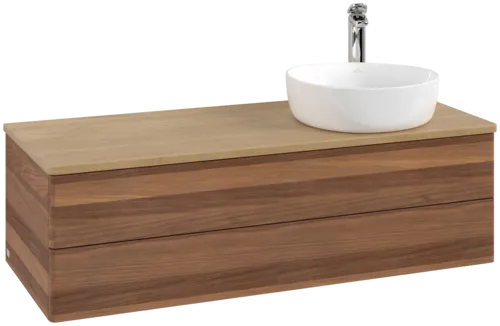 Bild von VILLEROY BOCH Antao Waschbeckenunterschrank, 2 Auszüge, 1200 x 360 x 500 mm, Front ohne Struktur, Warm Walnut / Honey Oak #K23051HM