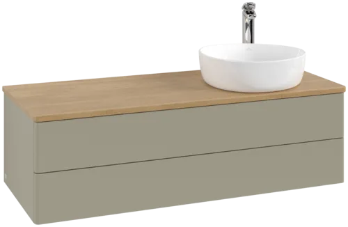 Bild von VILLEROY BOCH Antao Waschbeckenunterschrank, 2 Auszüge, 1200 x 360 x 500 mm, Front ohne Struktur, Stone Grey Matt Lacquer / Honey Oak #K23051HK
