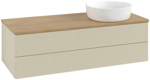 Bild von VILLEROY BOCH Antao Waschbeckenunterschrank, 2 Auszüge, 1200 x 360 x 500 mm, Front mit Struktur, Silk Grey Matt Lacquer / Honey Oak #K23111HJ
