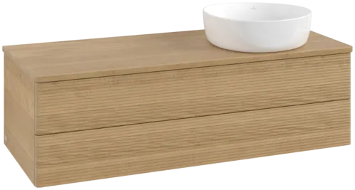 Bild von VILLEROY BOCH Antao Waschbeckenunterschrank, 2 Auszüge, 1200 x 360 x 500 mm, Front mit Struktur, Honey Oak / Honey Oak #K23111HN