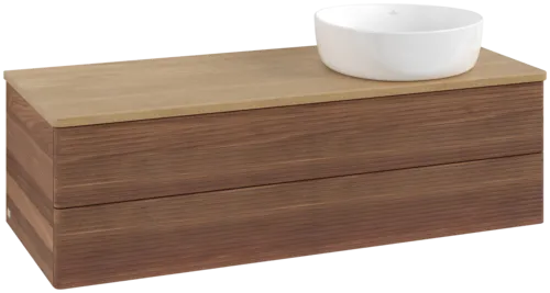 Bild von VILLEROY BOCH Antao Waschbeckenunterschrank, 2 Auszüge, 1200 x 360 x 500 mm, Front mit Struktur, Warm Walnut / Honey Oak #K23111HM