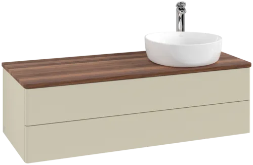 Bild von VILLEROY BOCH Antao Waschbeckenunterschrank, 2 Auszüge, 1200 x 360 x 500 mm, Front ohne Struktur, Silk Grey Matt Lacquer / Warm Walnut #K23052HJ