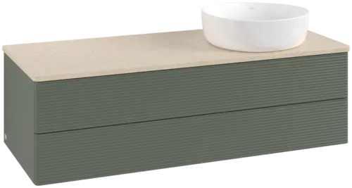 Bild von VILLEROY BOCH Antao Waschbeckenunterschrank, 2 Auszüge, 1200 x 360 x 500 mm, Front mit Struktur, Leaf Green Matt Lacquer / Botticino #K23113HL